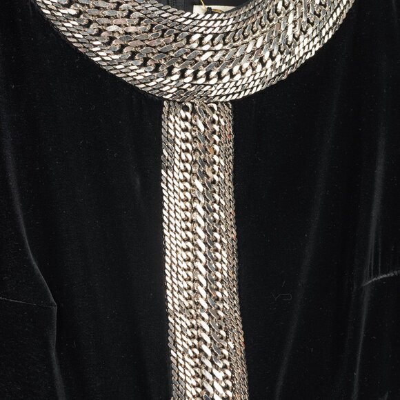 Saint Laurent AW/14 Runway Black Velvet Chain-Embellished Mini Dress - Picture 8 of 14